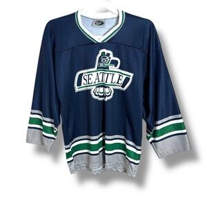 Vintage Seattle Thunderbirds Made in USA Youth Hockey Jersey Size Large